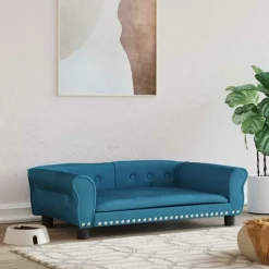 MAISON EXCLUSIVE - Lit pour chien bleu 95x55x30 cm velours