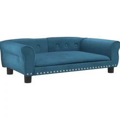 MAISON EXCLUSIVE - Lit pour chien bleu 95x55x30 cm velours