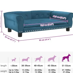 MAISON EXCLUSIVE - Lit pour chien bleu 95x55x30 cm velours
