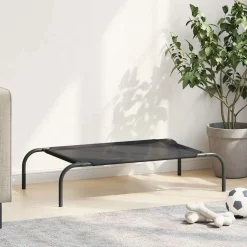 MAISON EXCLUSIVE - Lit surélevé pour chien noir s textilène