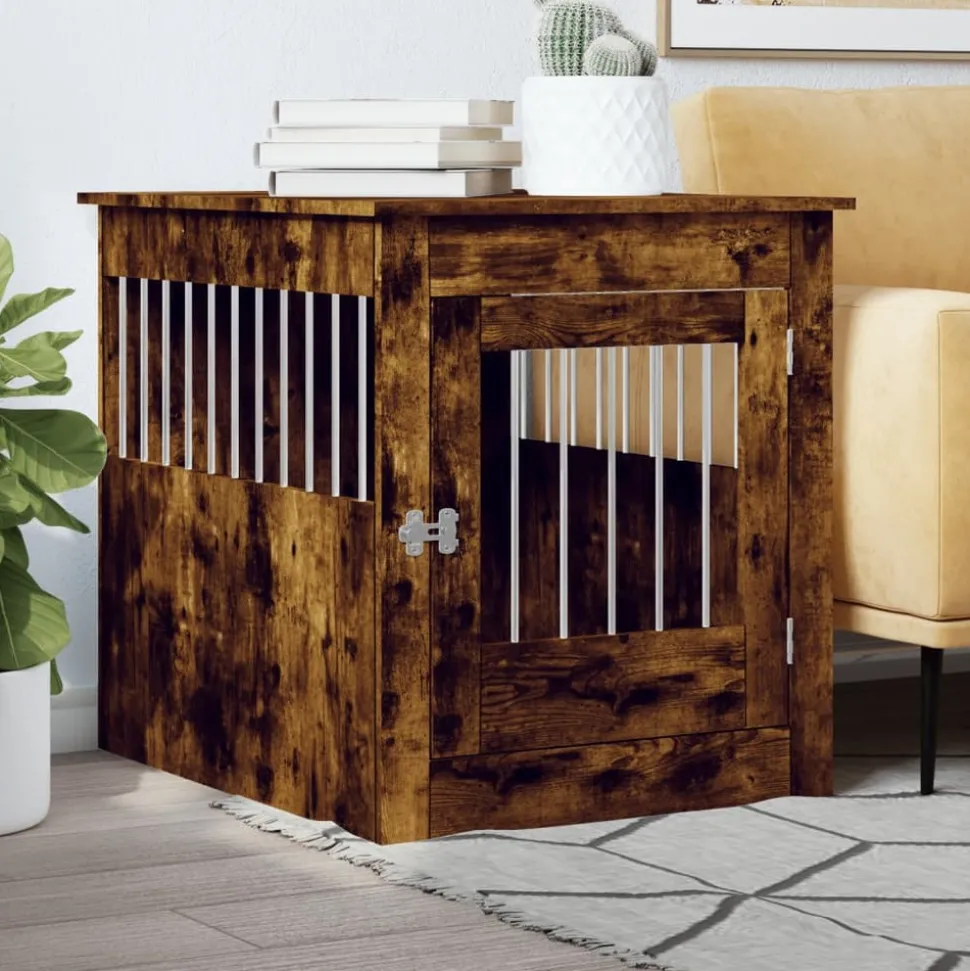 MAISON EXCLUSIVE - Meuble de cage pour chiens chêne fumé 64,5x80x71 cm