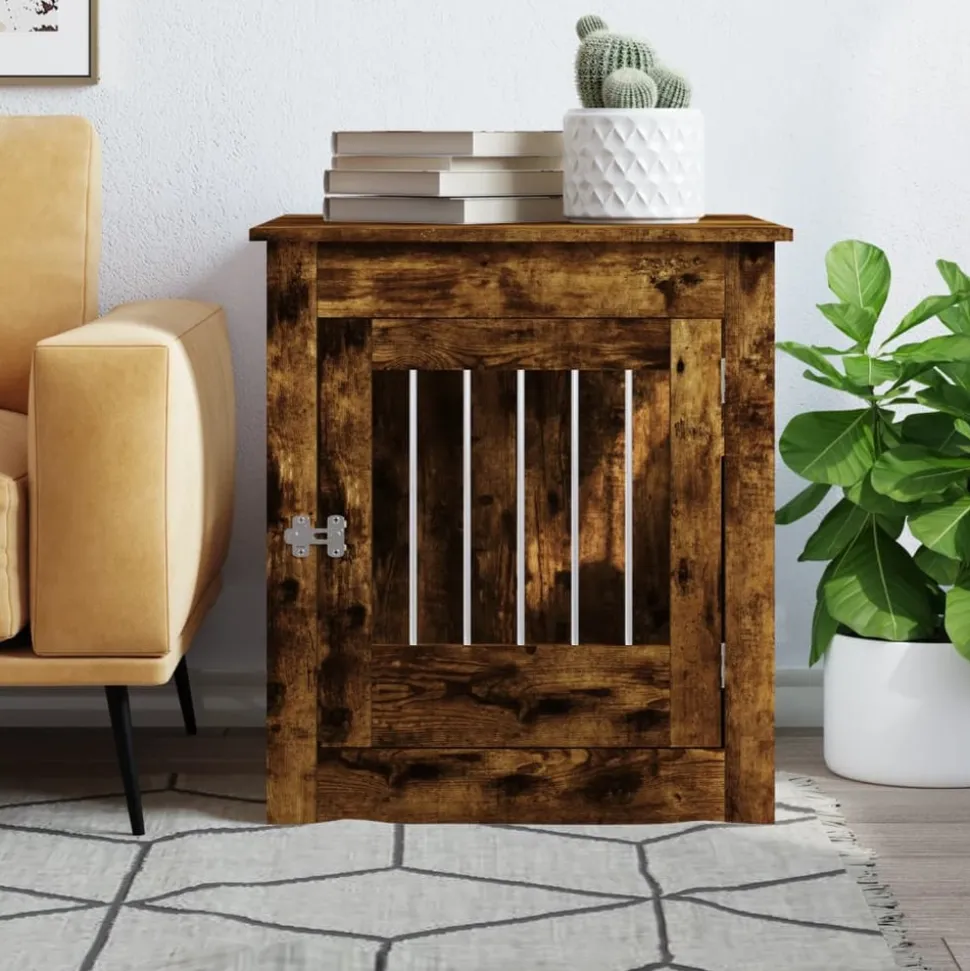 MAISON EXCLUSIVE - Meuble de cage pour chiens chêne fumé 64,5x80x71 cm