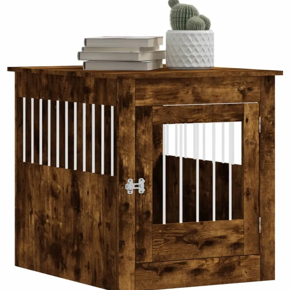 MAISON EXCLUSIVE - Meuble de cage pour chiens chêne fumé 64,5x80x71 cm