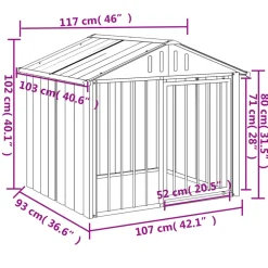 MAISON EXCLUSIVE - Niche pour chien avec toit noir 117x103x102 cm acier galvanisé