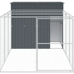 MAISON EXCLUSIVE - Niche pour chien avec cour anthracite 214x457x181 cm