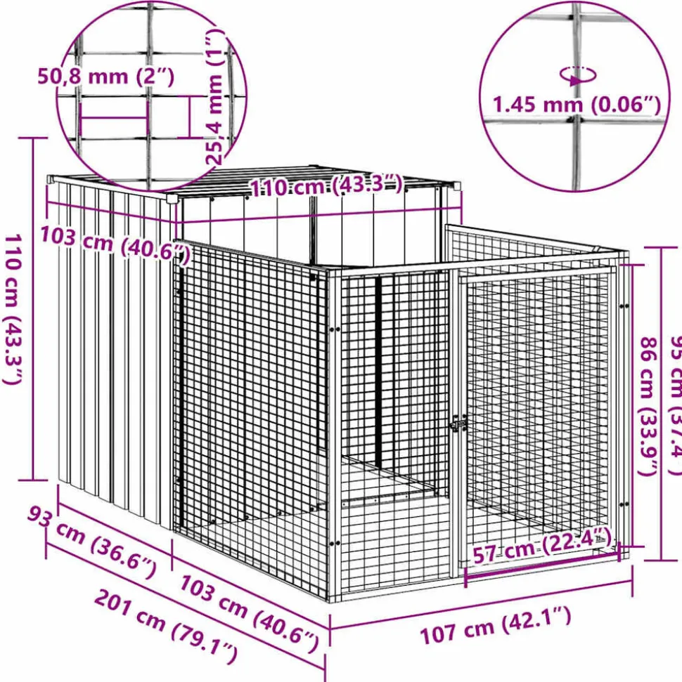 MAISON EXCLUSIVE - Niche pour chien avec cour gris clair 110x201x110 cm