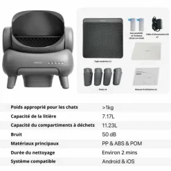 NEAKASA - Neakasa litière automatique pour grands chats - grande ouverture - noir