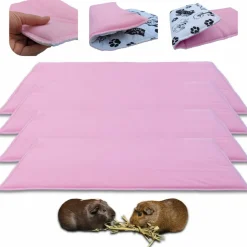 NEO SOLVO - Lot de 4 - tapis pour cochon d'inde et lapin en polaire 70 x 35 cm - polaire absorbant, lavable en machine, economique