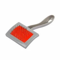 PARIS PRIX - Brosse de toilettage "picots" 15cm gris & rouge