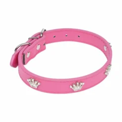 PARIS PRIX - Collier fantaisie pour chien "couronnes" 45cm fuchsia