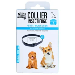 PARIS PRIX - Collier insectifuge pour chien "3 mois" 60cm noir