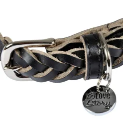 PARIS PRIX - Collier pour chien réglable "tressé" 30-45cm noir