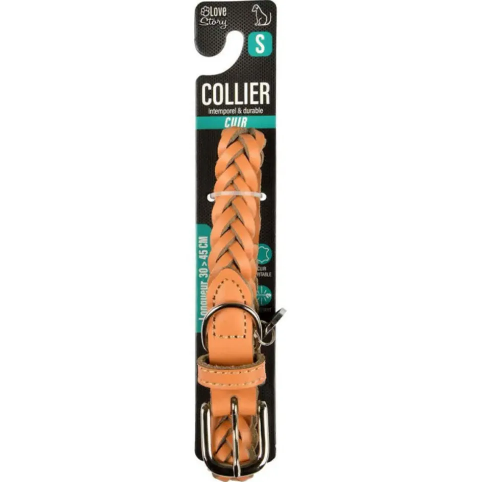 PARIS PRIX - Collier pour chien réglable "tressé" 30-45cm naturel