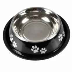 PARIS PRIX - Gamelle antidérapante chien & chat "pattes" 25cm noir