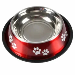 PARIS PRIX - Gamelle antidérapante chien & chat "pattes" 25cm rouge
