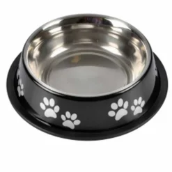 PARIS PRIX - Gamelle antidérapante chien & chat "pattes" 21cm noir