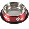 PARIS PRIX - Gamelle antidérapante chien & chat "pattes" 21cm rouge