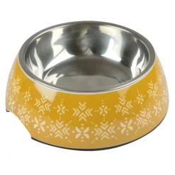 PARIS PRIX - Gamelle pour chien & chat "ethnic" 17cm moutarde