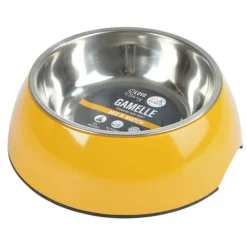 PARIS PRIX - Gamelle pour chien & chat "bol inox" 14cm moutarde
