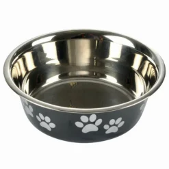PARIS PRIX - Gamelle pour chien & chat "motifs pattes" 21cm noir