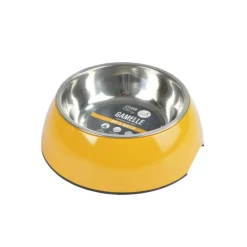 PARIS PRIX - Gamelle pour chien & chat "bol inox" 17cm moutarde