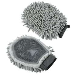 PARIS PRIX - Gant de toilettage en microfibre "2 en 1" 25cm gris