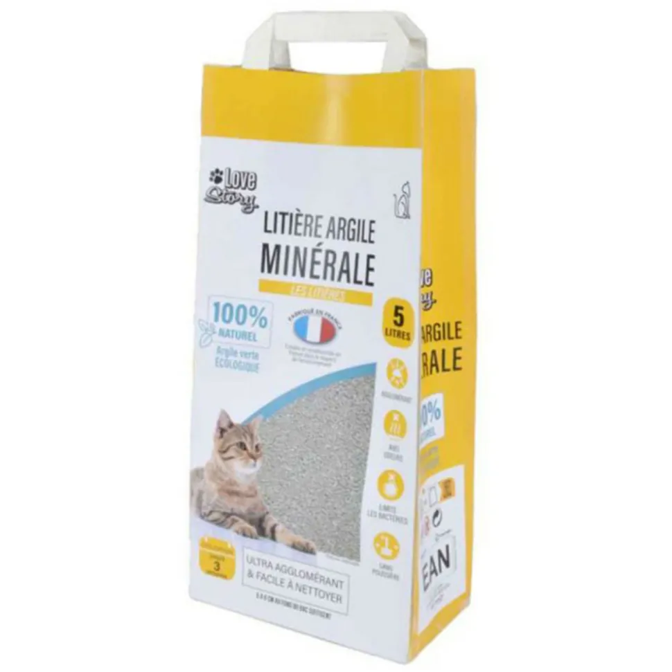 PARIS PRIX - Litière minérale "argile verte 100% naturel" 5l gris