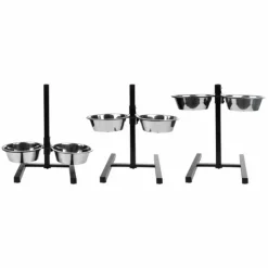 PARIS PRIX - Lot de 2 gamelles pour chien "réglable" 46cm argent