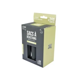 PARIS PRIX - Lot de 12 rouleaux de 20 sacs "déjections" 12cm noir