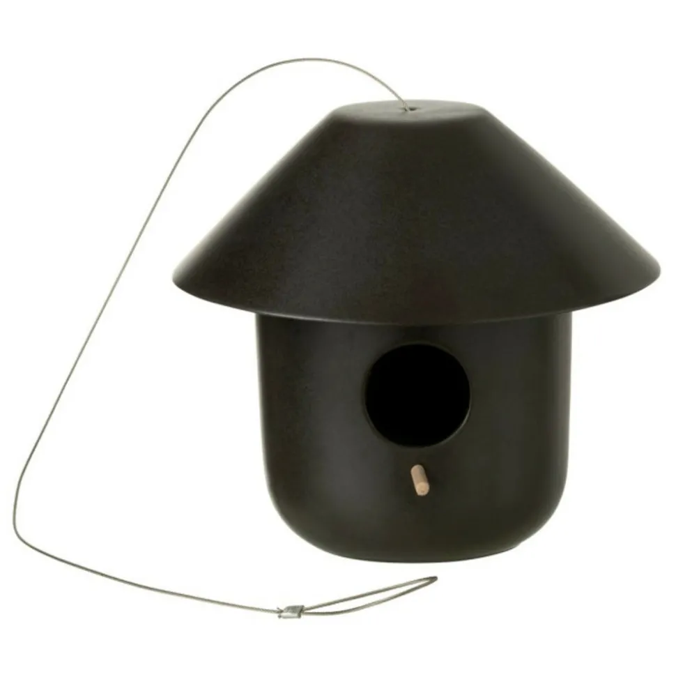 PARIS PRIX - Nichoir pour oiseaux en céramique "pam" 23cm noir
