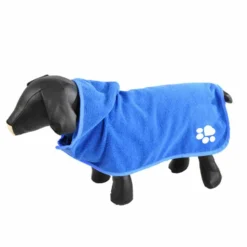 PARIS PRIX - Peignoir de bain pour chien "capuche" 55cm bleu