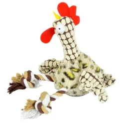 PARIS PRIX - Peluche pour chien "coq" 30cm marron & blanc