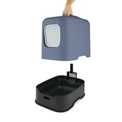 ROTHO - - maison toilette pour chat 51 x 39 x 40 cm - bac a litiere - bleu horizon