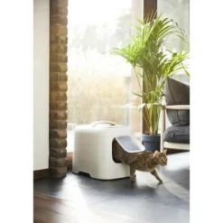ROTHO - - maison toilette pour chat 51 x 39 x 40 cm - bac a litiere - blanc de gui