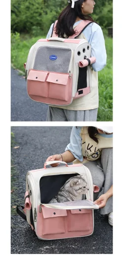 Sac à dos pour chat mcboson rose, anti-griffes pratique, bonne ventilation