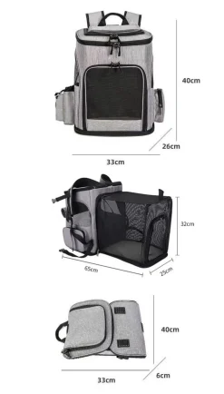 Sac à dos pour chat mcboson gris - extensible, grande capacité, pliable