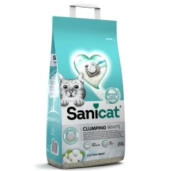 SANICAT - Litière pour chat agglomérante blanche - coton frais 20L