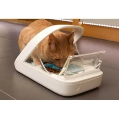 SUREFLAP - Surefeed distributeur de nourriture/croquettes a puce électronique - blanc (bol simple, un bol double, un tapis et un médaillo