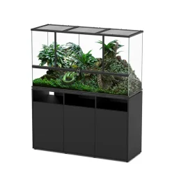 TERRATLANTIS - Terrarium et Meuble avec portes Noir L.132xP.45xH.75cm
