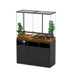 TERRATLANTIS - Terrarium et Meuble avec portes Noir L.118xP.45xH.90cm