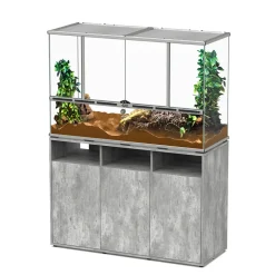 TERRATLANTIS - Terrarium et Meuble avec portes Gris L.118xP.45xH.75cm