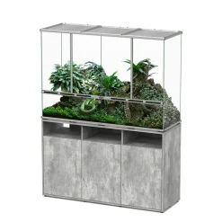 TERRATLANTIS - Terrarium et Meuble avec portes Béton L.132xP.45xH.90cm