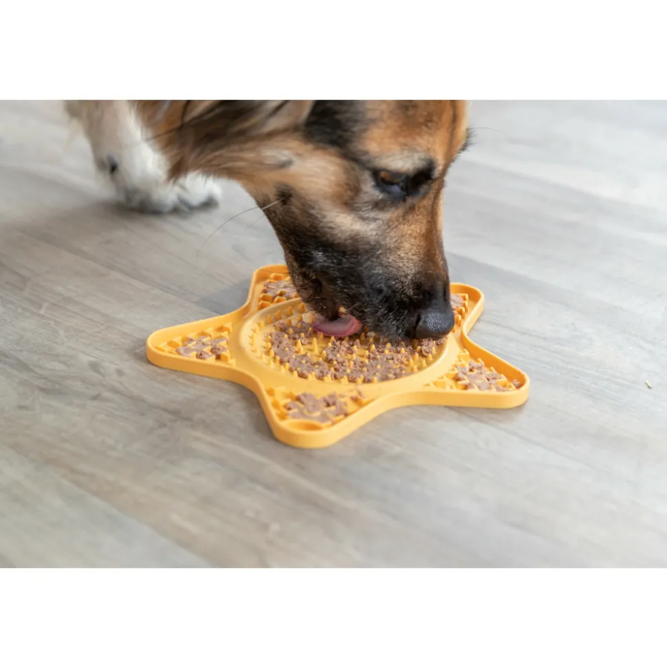 TRIXIE - Assiette à lécher étoile lick'n'snack 23.5 cm jaune pour chien