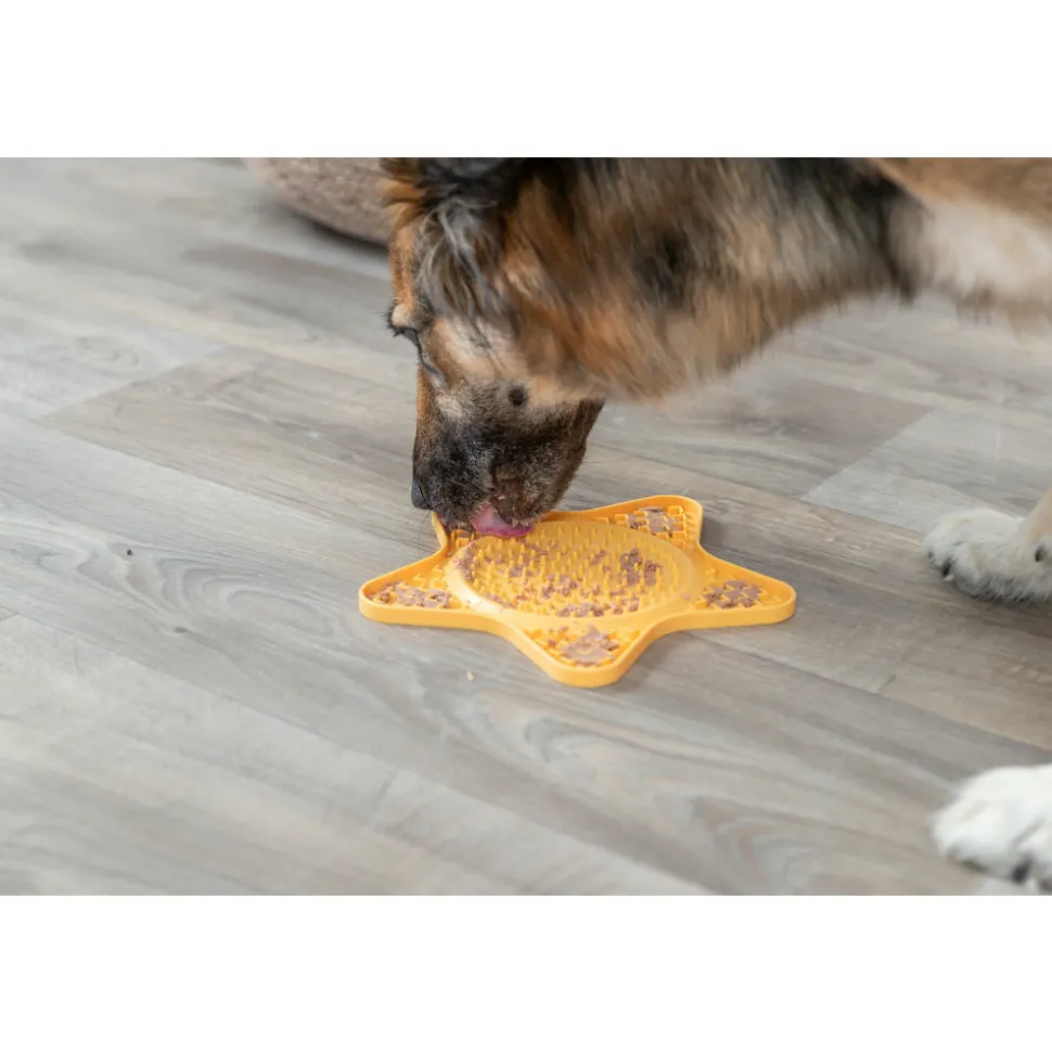 TRIXIE - Assiette à lécher étoile lick'n'snack 23.5 cm jaune pour chien