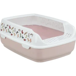TRIXIE - Bac à litière delio rose et blanche 49.5 x 38 x 20 cm pour chat