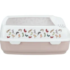 TRIXIE - Bac à litière delio rose et blanche 49.5 x 38 x 20 cm pour chat