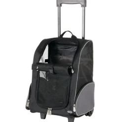 TRIXIE - Sac à dos à roulettes pour animaux de compagnie noir et gris