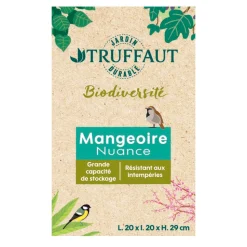 TRUFFAUT BIODIVERSITÉ - Mangeoire Nuance en métal noir pour oiseaux L.20 x l.20 x H.29cm