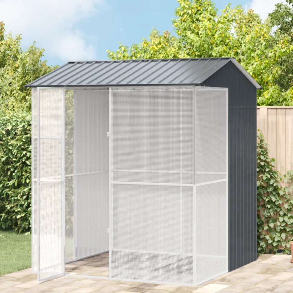 VIDAXL - Aviary pour oiseaux anthracite 215x210x247 cm en acier