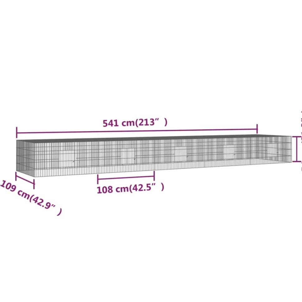 VIDAXL - Cage à lapin 5 panneaux 541x109x54 cm fer galvanisé